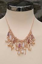 Delicate twin chain necklace with shimmer beads. pf050n
