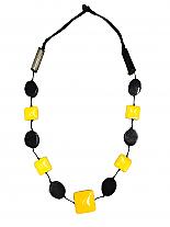 Statement yellow and black resin necklace.N718