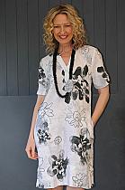 Dolcezza grey/white floral linen dress.24775