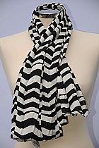 Masai black and white zigzag print scarf. kk308