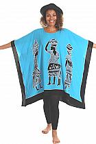 Angel Circle azure oversized African inspired print poncho.AA1755T ALSO AVAILABLE IN MAGENTA. Was £69 now...