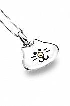 Sea Gems Silver smiley cat necklace.2642