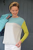 Lily & me Meadow  lime block sweater.2053