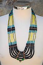 Sketch black/yellow one off tribal beaded necklace.Tbyel