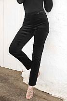 Robell Marie velour black slim fit trousers, col 90.51414