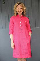 Pomodoro pink linen shirt dress.22414P