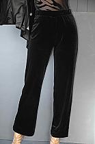 B.Young black straight leg velvet trousers.4153B