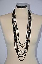 Multi stranded black tube bead necklace. 003n