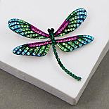 Crystal blue/green dragonfly brooch.H16B