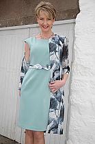 Marfil aqua and anthracite dress and jacket.53942
