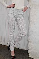Robell Sea grey textured paisley slim trousers.51412