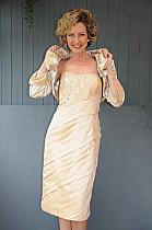 Amore light gold ruched dress with bolero.1209