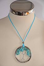 Suede & stone Tree of Life necklace. ab1502tu