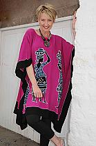 Angel Circle magenta oversized African inspired print poncho.AA175M Was 69 now...