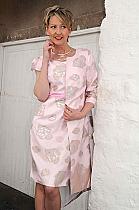 Lizabella shell pink sheen patterned dress.2412