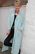 A Postcard from Brighton Cara paradise blue pinstripe jersey coat.832P Was £95 now...