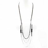 Long black/silver tube bead necklace.PH053N