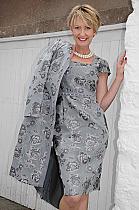 Lizabella grey rose dress.2563G