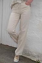 Robell natural Peggy linen wide leg trousers.51595