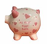 The Leonardo Collection little girl pink piggy bank.LP28838