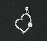 Stirling silver heart with pearl.301
