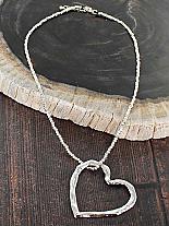 Silver plate suspended heart.SB015