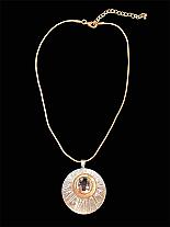 Two tone circle necklace with central crystal.TE451N