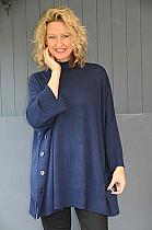 Thanny Navy loose knitted poncho.9049N