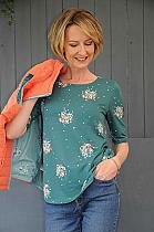 Lily & Me teal Irish daisy top.9103T