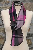 Doris Streich magenta check scarf.77741