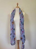 Grey/birds scarf.f231 ALSO AVAILABLE IN COBALT & FUCHSIA