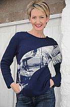 Orla by Tivoli navy patterned knitted sweater.8098N