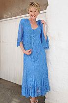 Ann Balon blue Francese Italian lace dress and jacket.AB01
