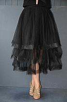 Uchuu black net tiered skirt.207
