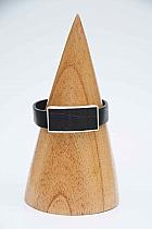 Patterned black leather textured rectangle bracelet.XS1012B