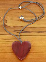 Red large wooden heart necklace.1801R