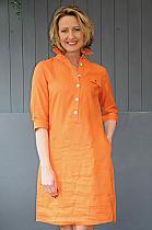 Pomodoro orange linen shirt dress.42307