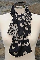 Masai long black & taupe floral design scarf krk707