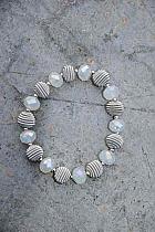 Silver spiral and crystal bead bracelet.089H