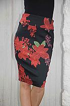 Elise Clemence black floral stretch skirt.EC4000