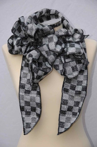 Rew charcoal checker fastened scarf.932