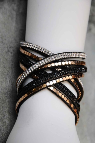 Black wrap around bracelet.BB02 ALSO AVAILABLE IN RUBY RED