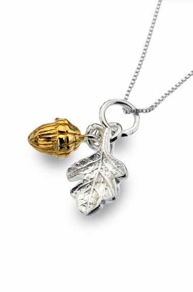 Sea Gems Silver oak leaf and gold plated acorn.2721