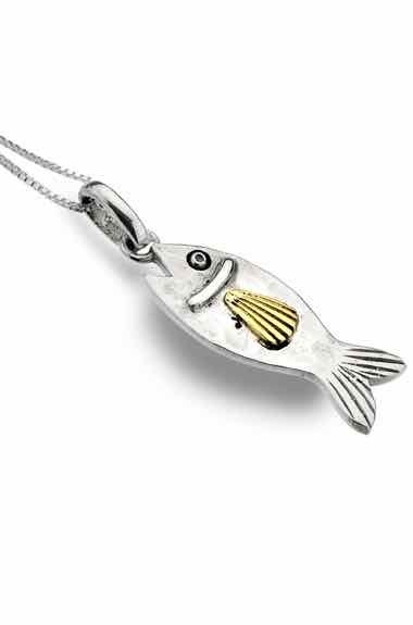 Sea Gems Silver Fish necklace.2331