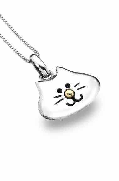 Sea Gems Silver smiley cat necklace.2642