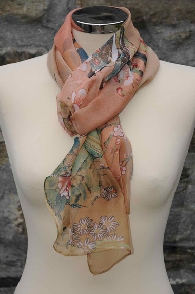 Blossom bird chiffon scarf.637