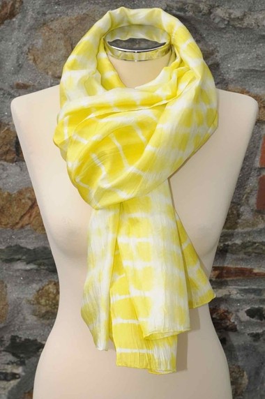 Bianco Levrin Titto butter yellow silk scarf.168Y