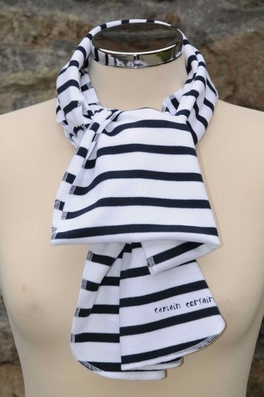 Captain Corsaire scarf white with ocean stripe 36666k