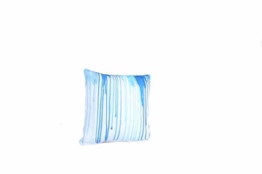 Blue paint drip effect cushion.DR19