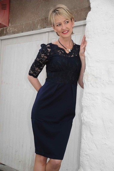 Jolie Moi navy lace dress.DR002N ALSO AVAILABLE IN BLACK.